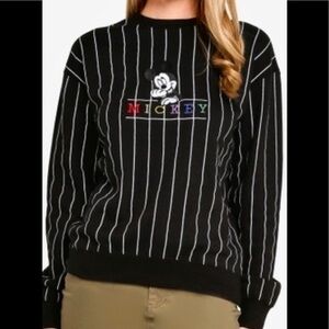 DISNEY Mickey embroidered striped black and white  sweatshirt small